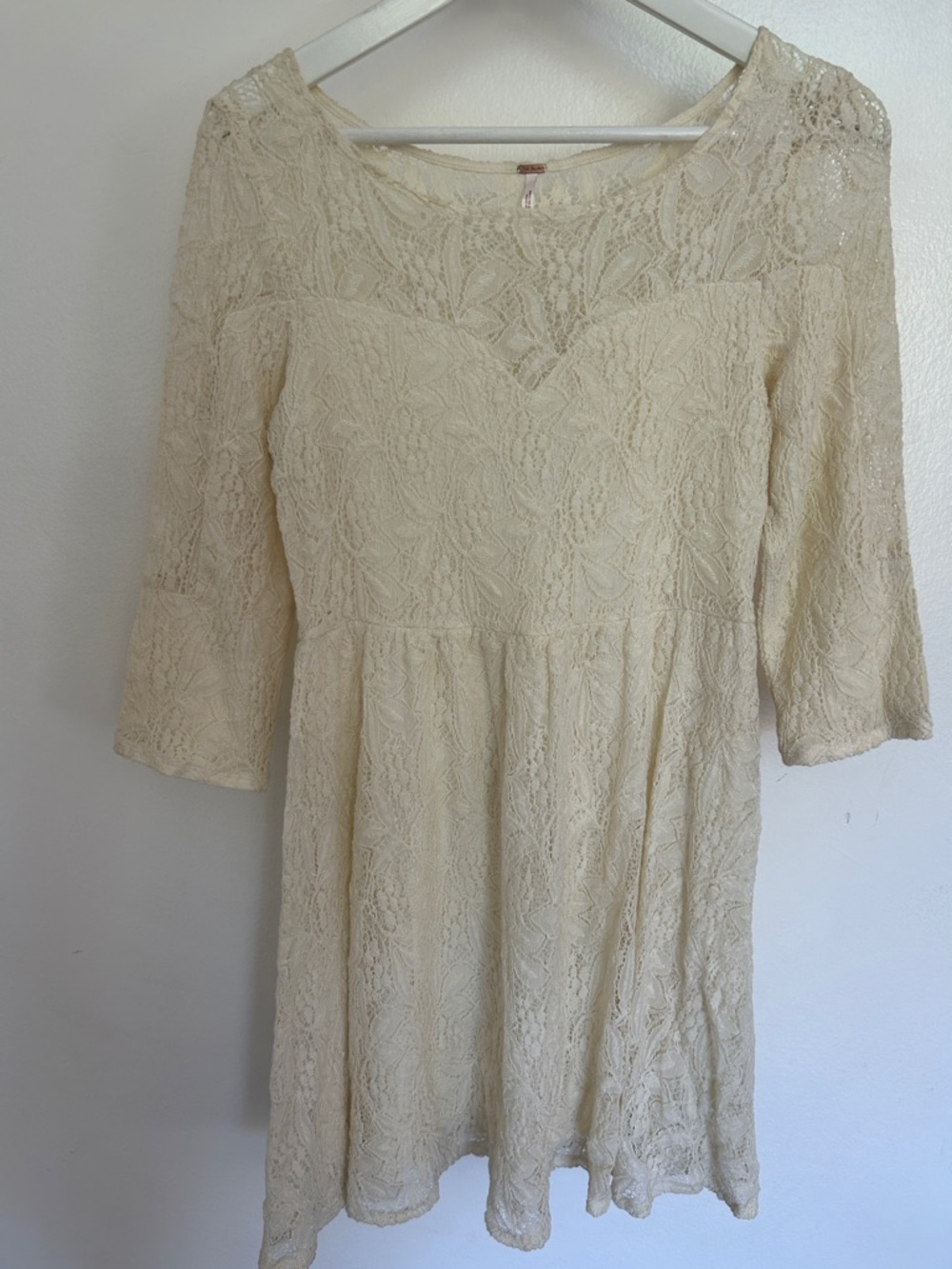 Lace Fit-and-Flare Dress in Cream